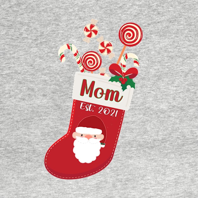 FIRST CHRISTMAS AS A MOM QUOTE DESIGN MAKES A CUTE SHIRT, MUG, GREETING CARD by KathyNoNoise